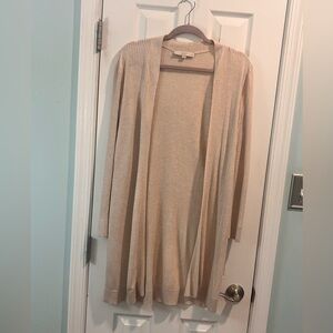 LOFT Beige Open-Front Cardigan